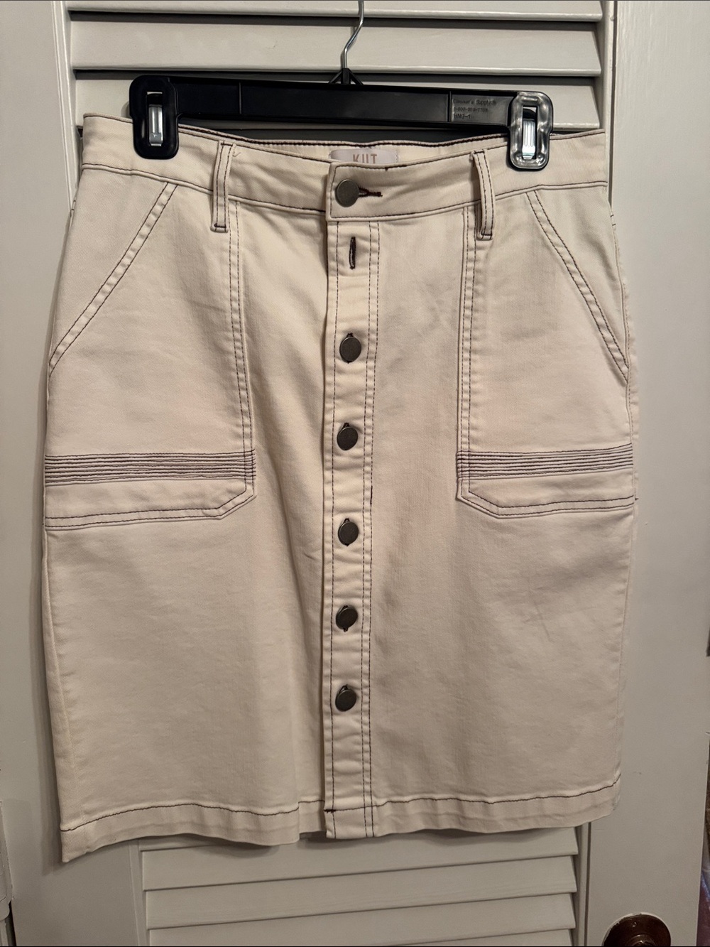 Kut from the Kloth Cream Button-Front Mini Skirt